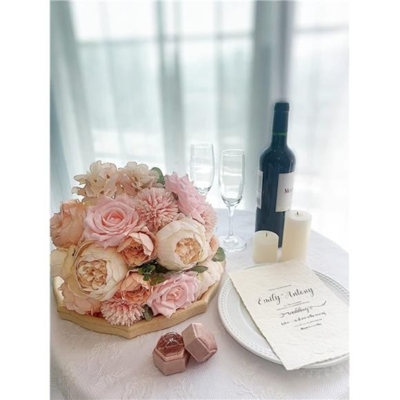 Roses Artificial Flowers Pink Silk Peonies Bulk for DIY Wedding Bouquet Bridal - Picture 4 of 6